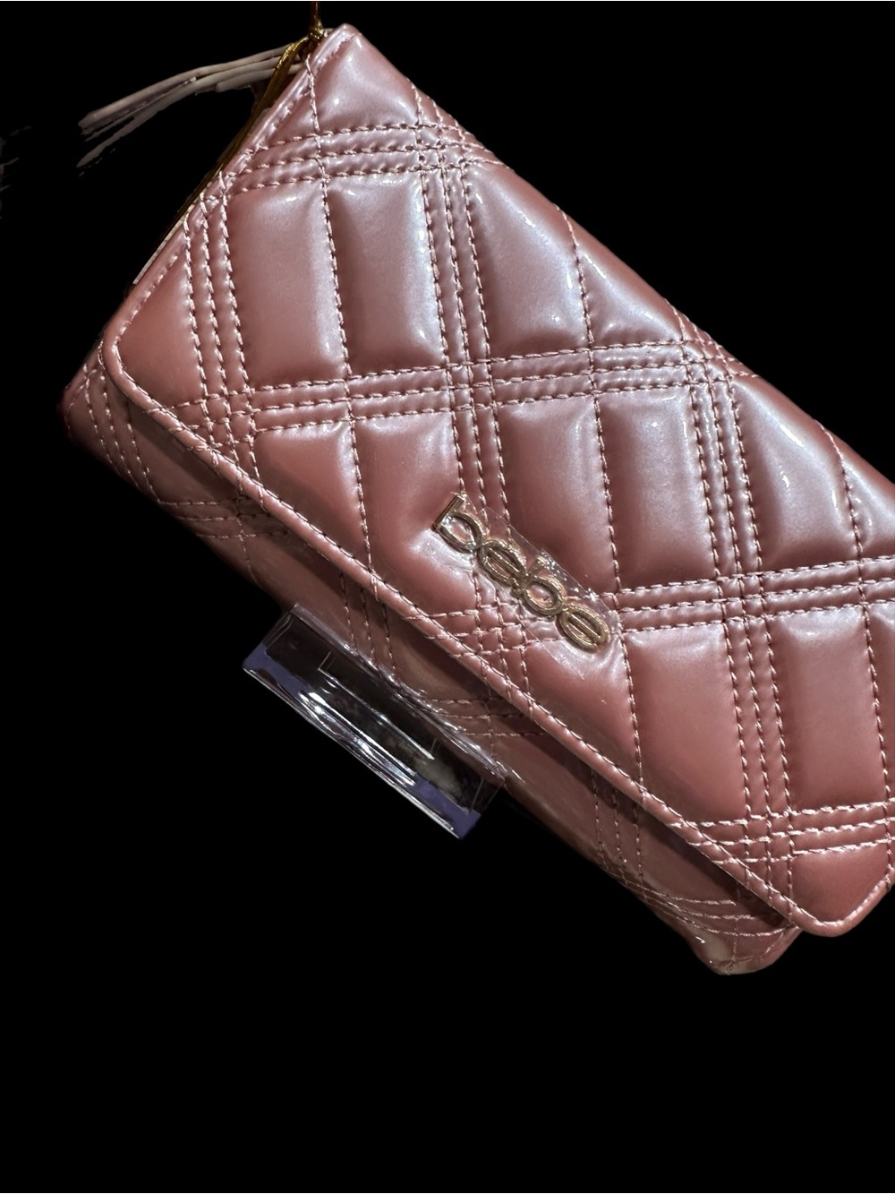 bebe Quilted Metallic Rose Pink Wallet Wristlet - Picture 3 of 4